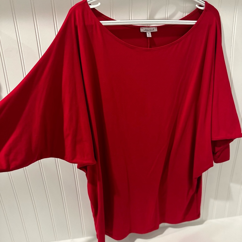 Ruby red off the shoulder top